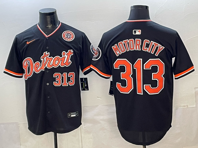 Men Detroit Tigers 313 Motorcity black Game Nike MLB Jersey 2026002->->MLB Jersey